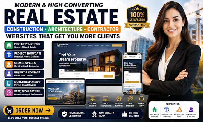 develop modern real estate, construction, architecture, and contractor sites