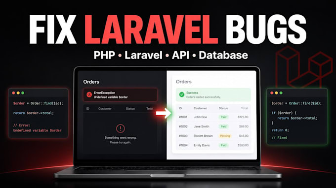 fix laravel bugs, errors, and PHP issues