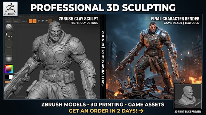 do 3d character sculpting zbrush modeling