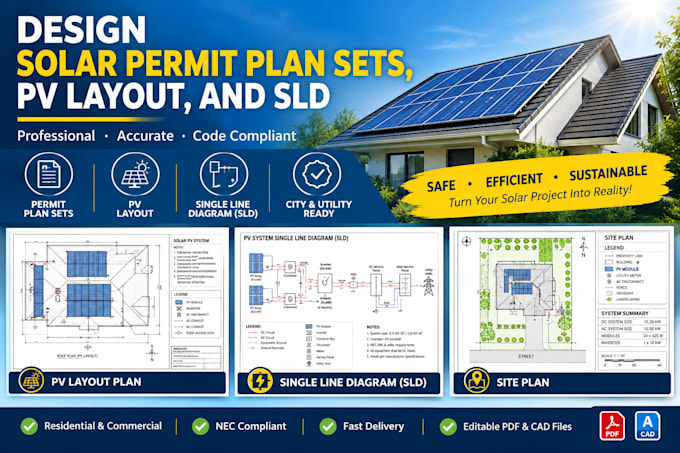 design solar permit plan sets, pv layout, and sld