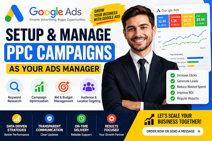 setup and manage google ads PPC campaigns as your ads manager