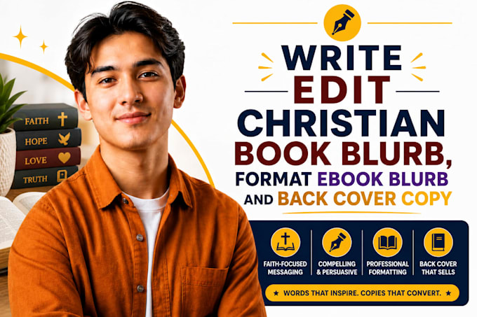 write edit christian book blurb, format ebook blurb and back cover copy