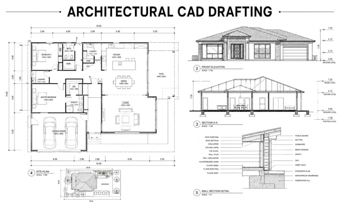 draft autocad floor plans, elevations, selections and site plans in ny, tx, ca