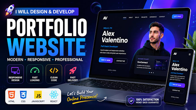 design and develop a modern responsive portfolio website