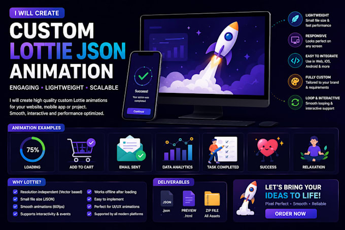 create custom lottie json animation for your website or app