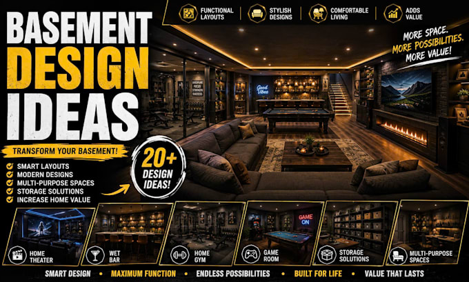 create custom basement designs with realistic 3d visualization and rendering