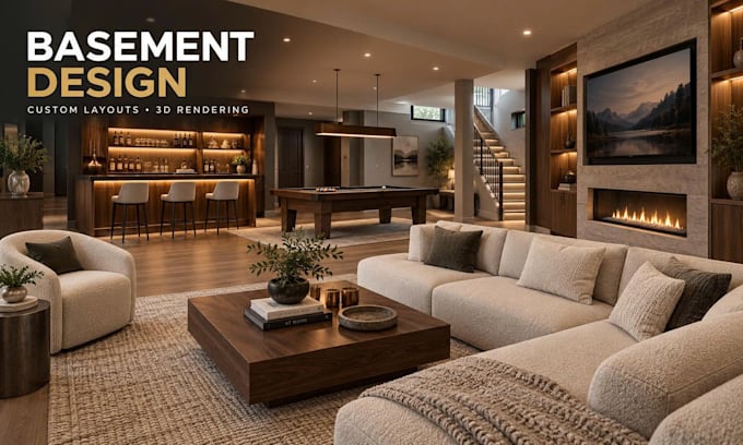 create custom basement designs with realistic 3d visualization and rendering