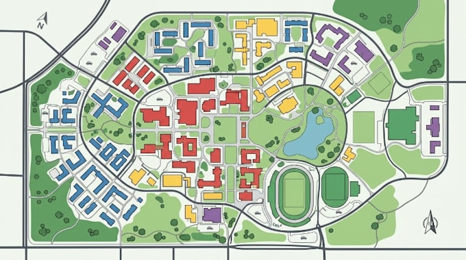 design 2d and 3d maps, campus maps, university maps, school and wayfinding maps