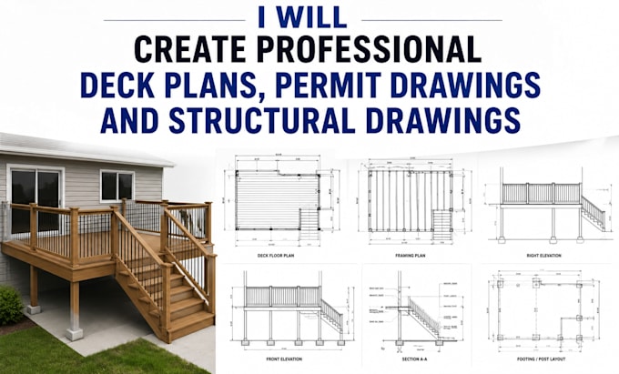 create professional deck plans, permit drawings and structural drawings