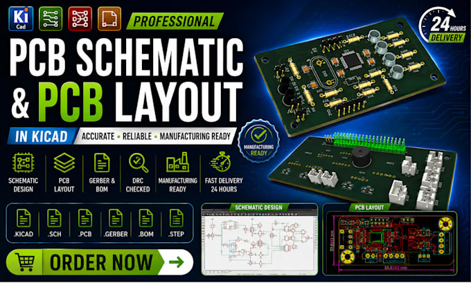 design custom pcb schematic and pcb layout in kicad