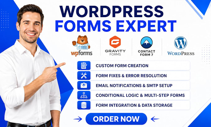 create or fix wp forms, wordress forms, gravity forms,contact form 7, formidable