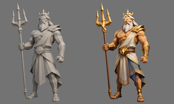 create custom stylized low poly character with rigging and animation for game