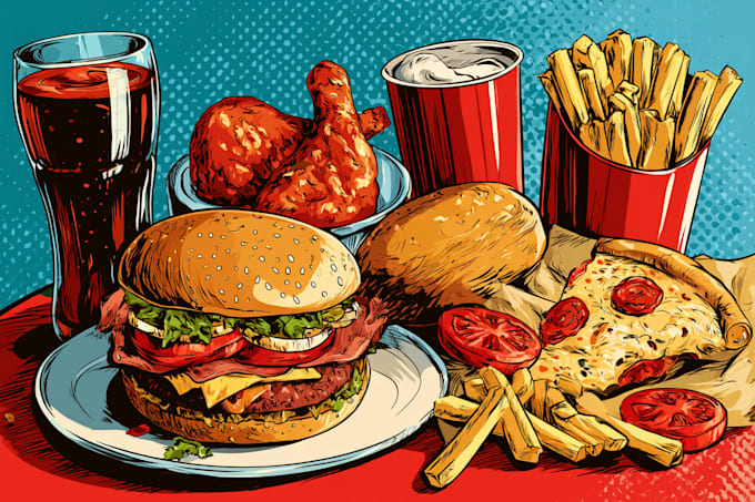 make a food pop art illustration