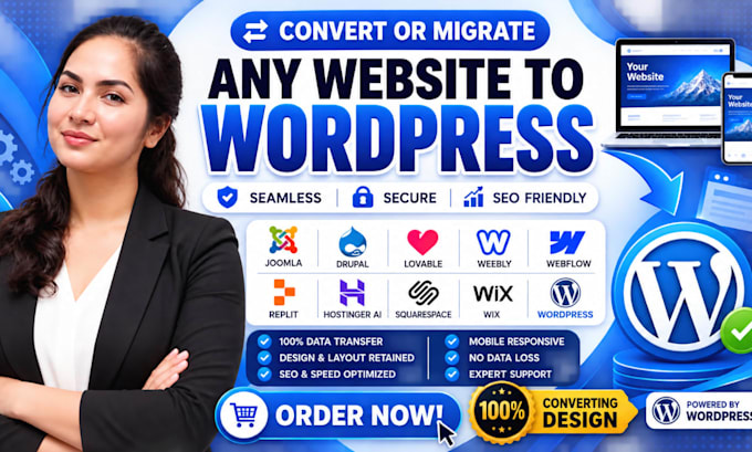 convert wix to wordpress, clone or migrate joomla drupal lovable weebly webflow
