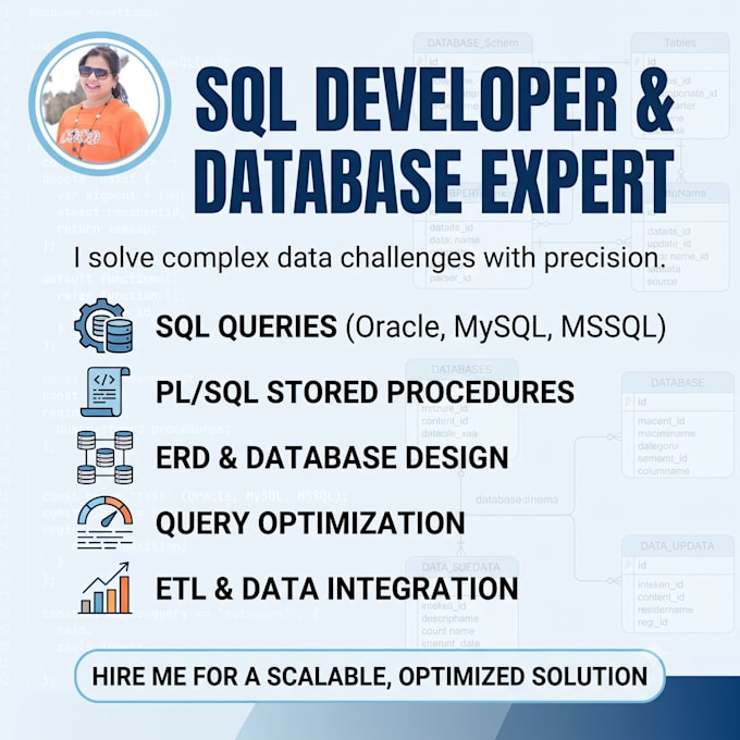 be your sql and database developer for all database needs