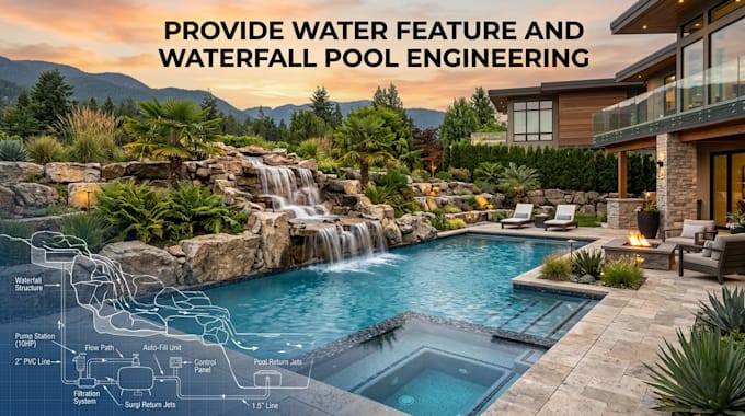 provide water feature and waterfall pool engineering