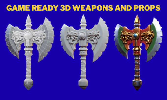 create custom 3d weapon, sword and prop model, game ready or for 3d printing