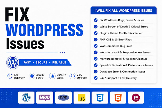 fix wordpress issues, errors, bugs or website problems