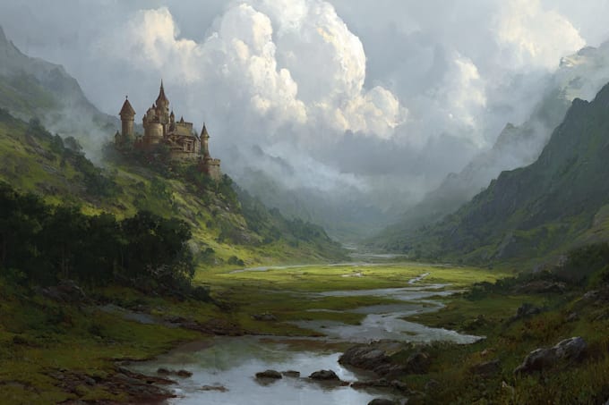 design detailed fantasy landscapes and environments