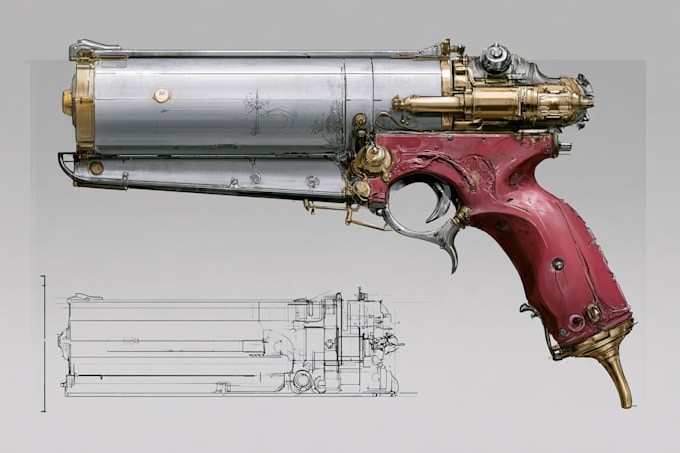 create weapon design and illustration