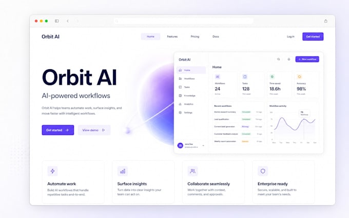 design a clean ai saas landing page in figma