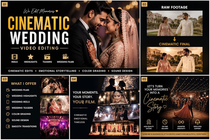 create premium wedding films, reels, teasers and highlights