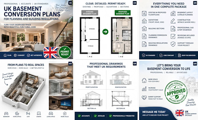 design UK basement conversion plans for planning and building regulations