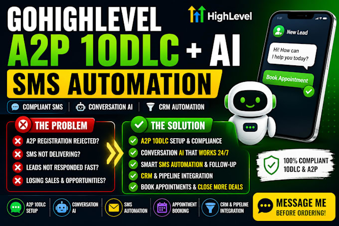 set up ghl a2p 10dlc, conversation ai and SMS automation