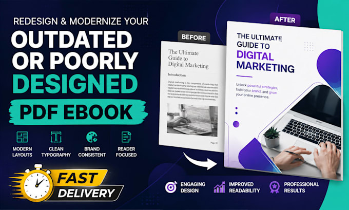 redesign and modernize your outdated or poorly designed PDF ebook