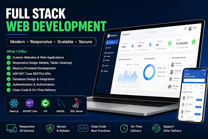 build a custom full stack website using react and asp net core