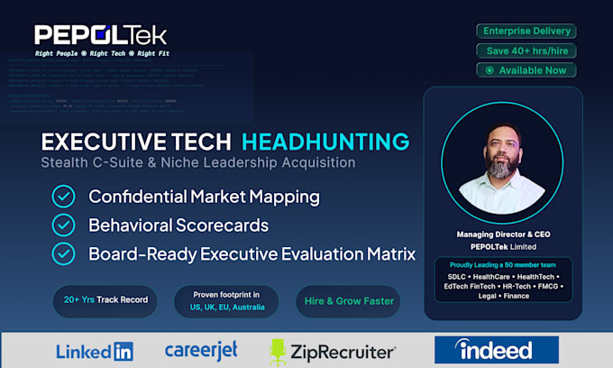 source screen and headhunt top IT, business talents