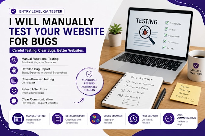 manually test your website for bugs as a QA tester