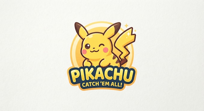 design a cute and creative pikachu logo