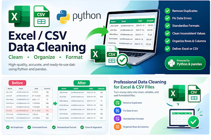 clean and format excel CSV data using python