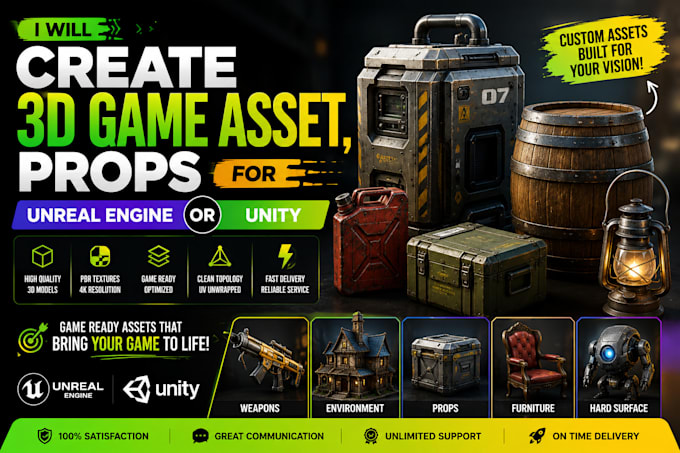 create 3d game asset, props, for unreal engine or unity