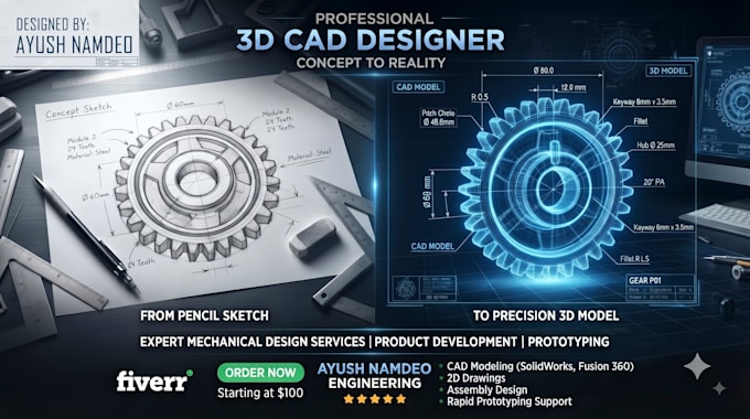 create 3d printable models and custom mechanical parts