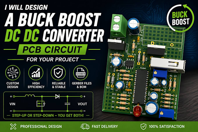 design a buck boost dc dc converter pcb circuit for your project