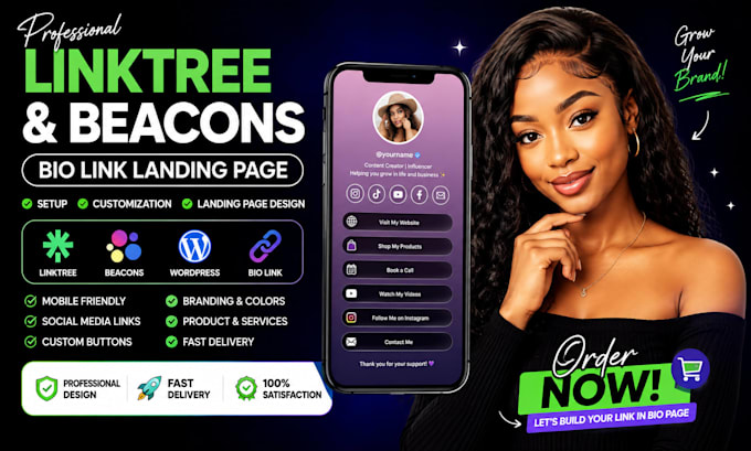 do linktree setup customization bio link beacon landing page design wordpress