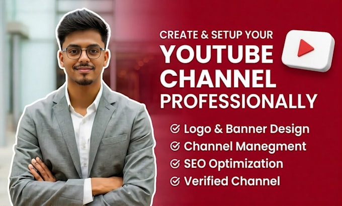 create and setup a professional  youtube channel logo, banner