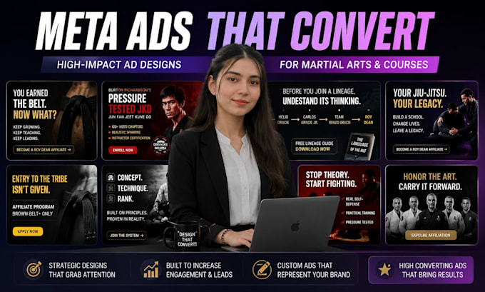 design meta ad creatives for bjj and jkd academy