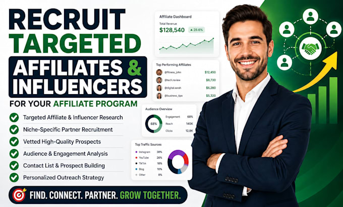recruit targeted affiliates and influencers for your affiliate program