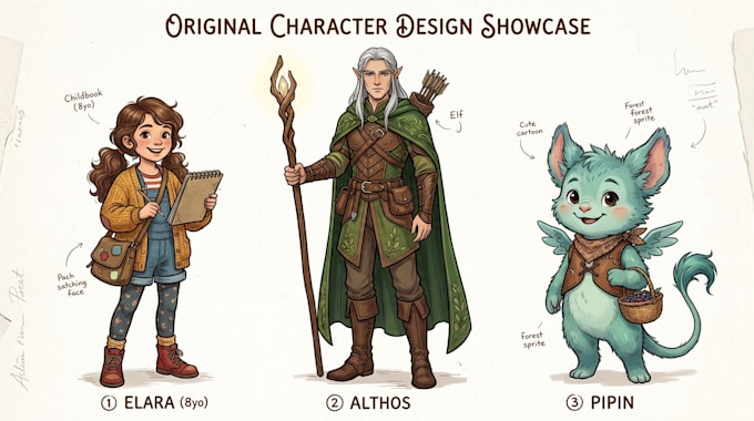 create custom character designs and character illustrations