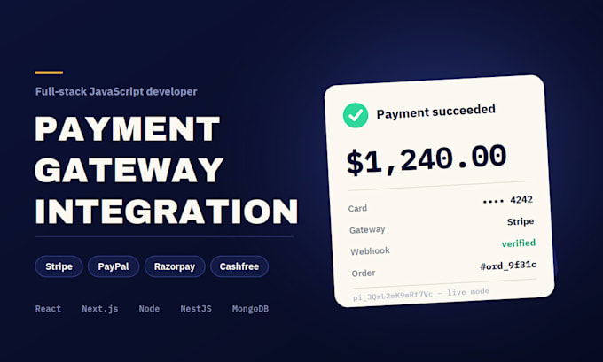 integrate stripe, paypal and razorpay into your react, node or nestjs app