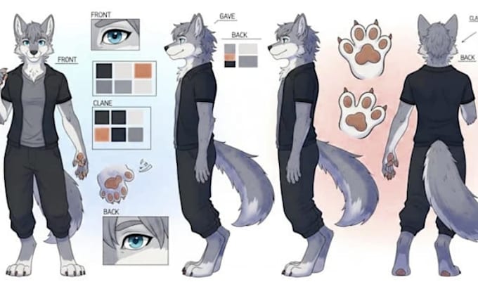 draw nsfw anthro ref sheet and furry character reference