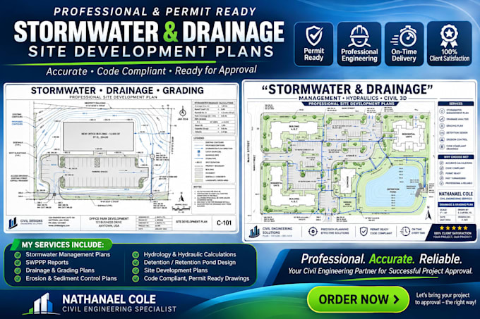 design stormwater management plans and swppp reports for US projects