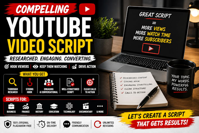 research and write compelling youtube video script that engages and converts