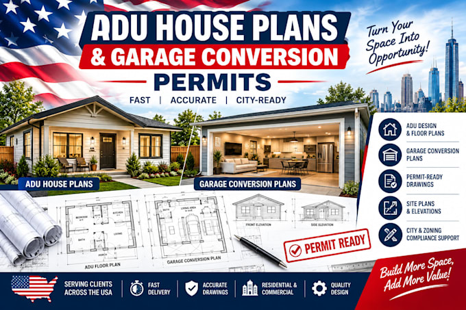 design adu house plans and garage conversion permits