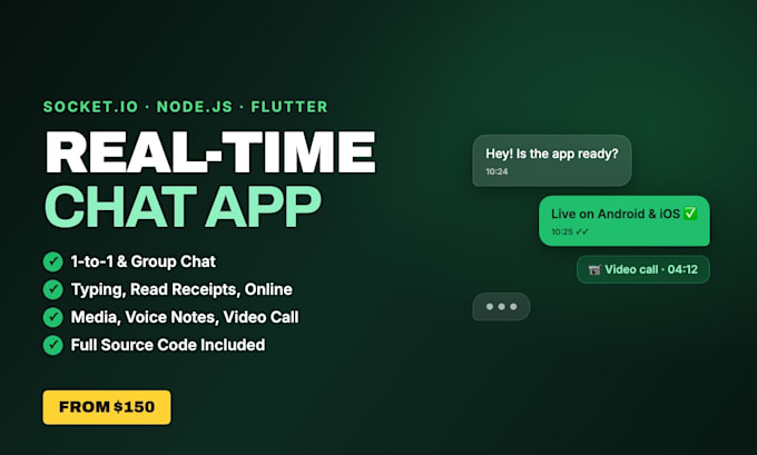 build real time chat app with socket io node js flutter and video call