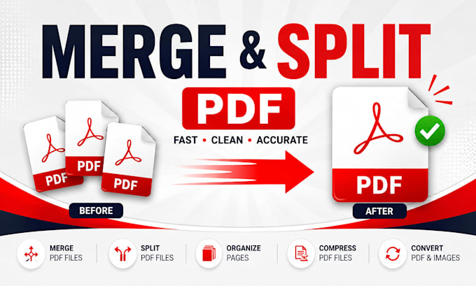 merge split PDF files, reorder, extract and organize pages