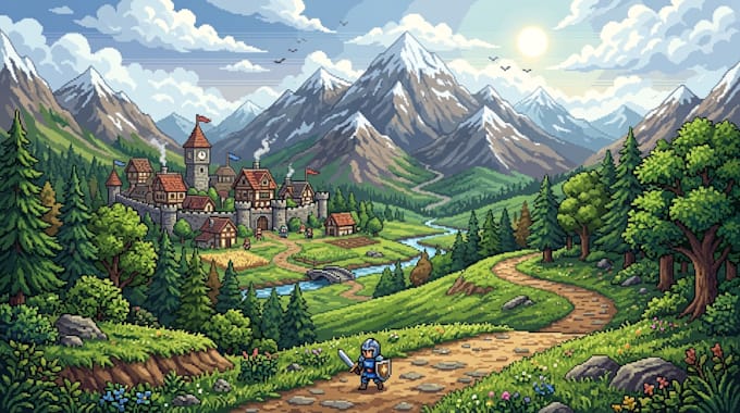 design custom pixel art game environments and backgrounds